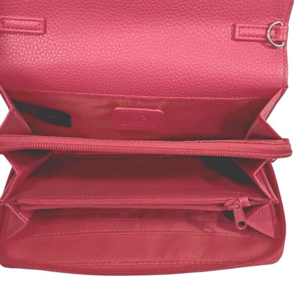 Giani Bernini's Crossbody Bag Hot Pink Rosettes Adjustable Straps Slip Pockets - Picture 4 of 15